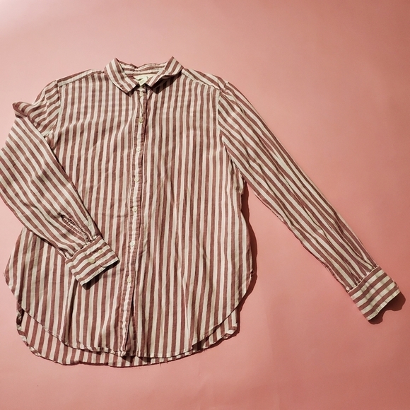 ⛱️ H&M Red and White Strip Button Down Top Beach Nautical Retro ⛱️ - Picture 1 of 8